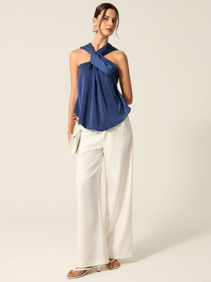 Saten Büküm Ön Tank Top