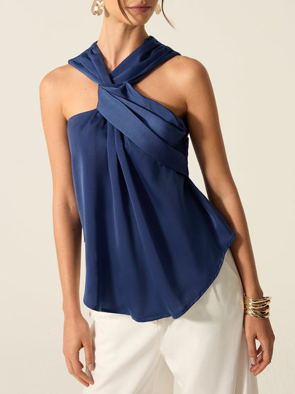 Saten Büküm Ön Tank Top