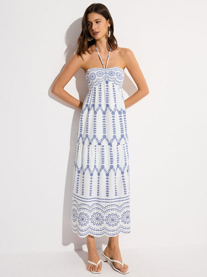 Askılı Sırtı Açık Maksi Elbise