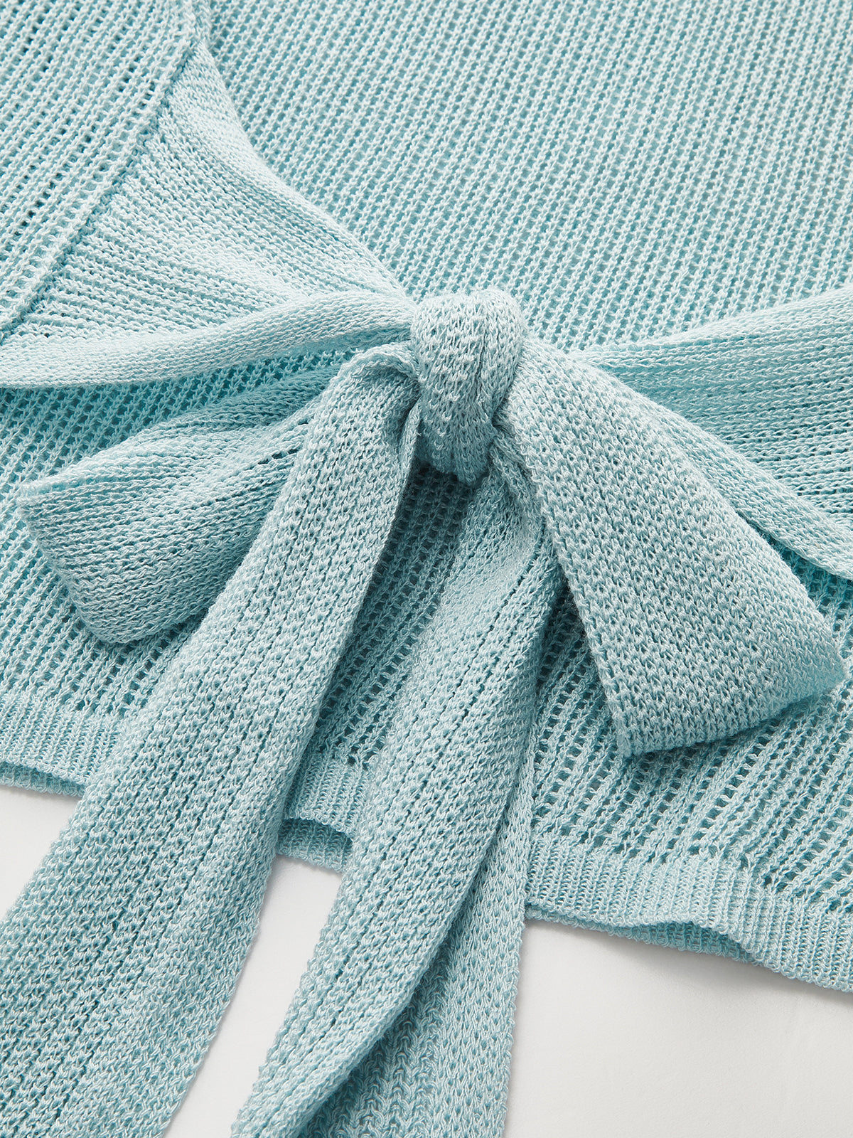 Sırt Bağlama Detaylı Waffle Örgü Üst