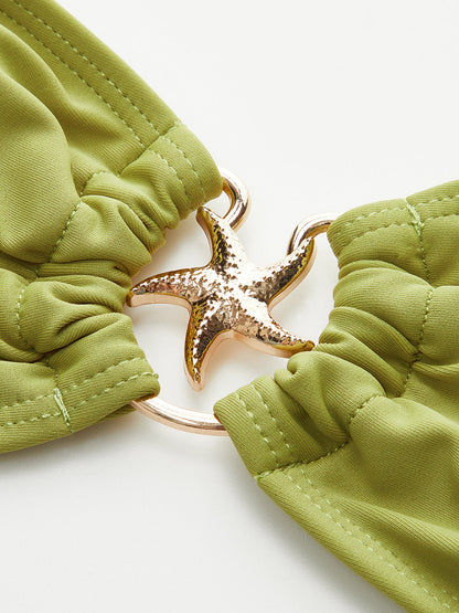 Bağlamalı Metal Dekorlu Bikini Takımı