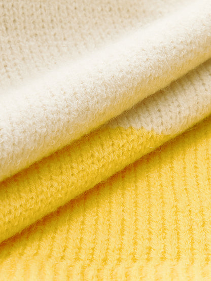 Örme Renk Bloklu Kazak Yelek