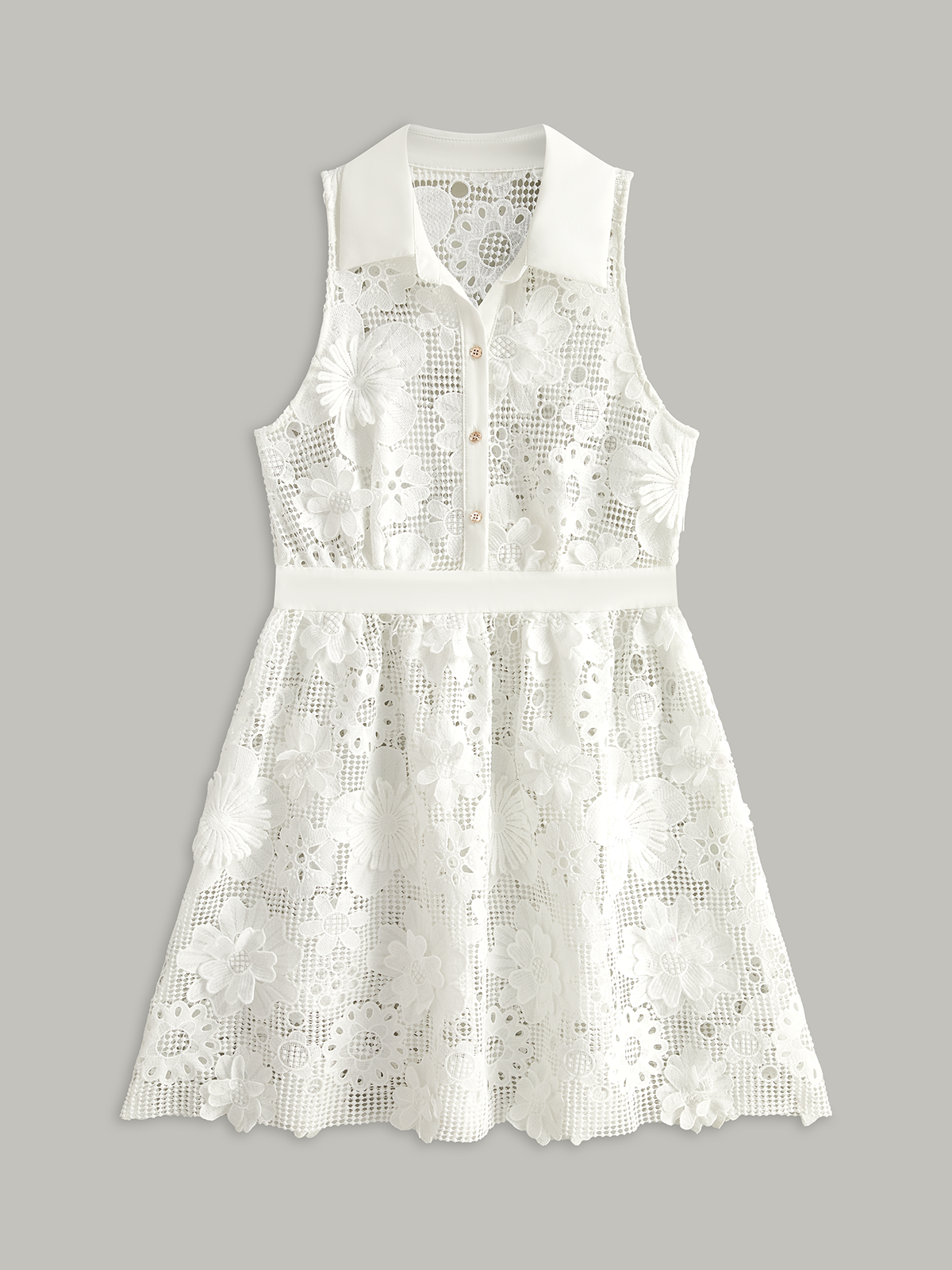 Yarı Şeffaf 3D Çiçekli Mini Elbise