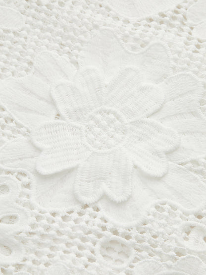 Yarı Şeffaf 3D Çiçekli Mini Elbise