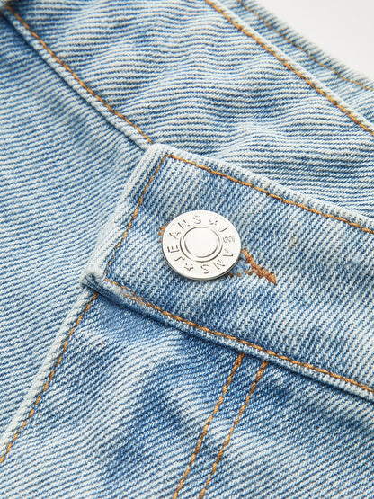 Asimetrik Bel Yıpranmış Kot Şort