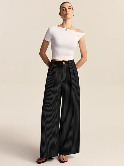 Çizgili Geniş Paça Pantolon