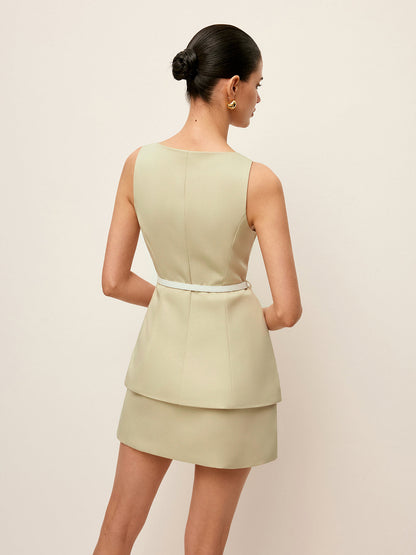 Kemerli Cep Detaylı Etek Takımı