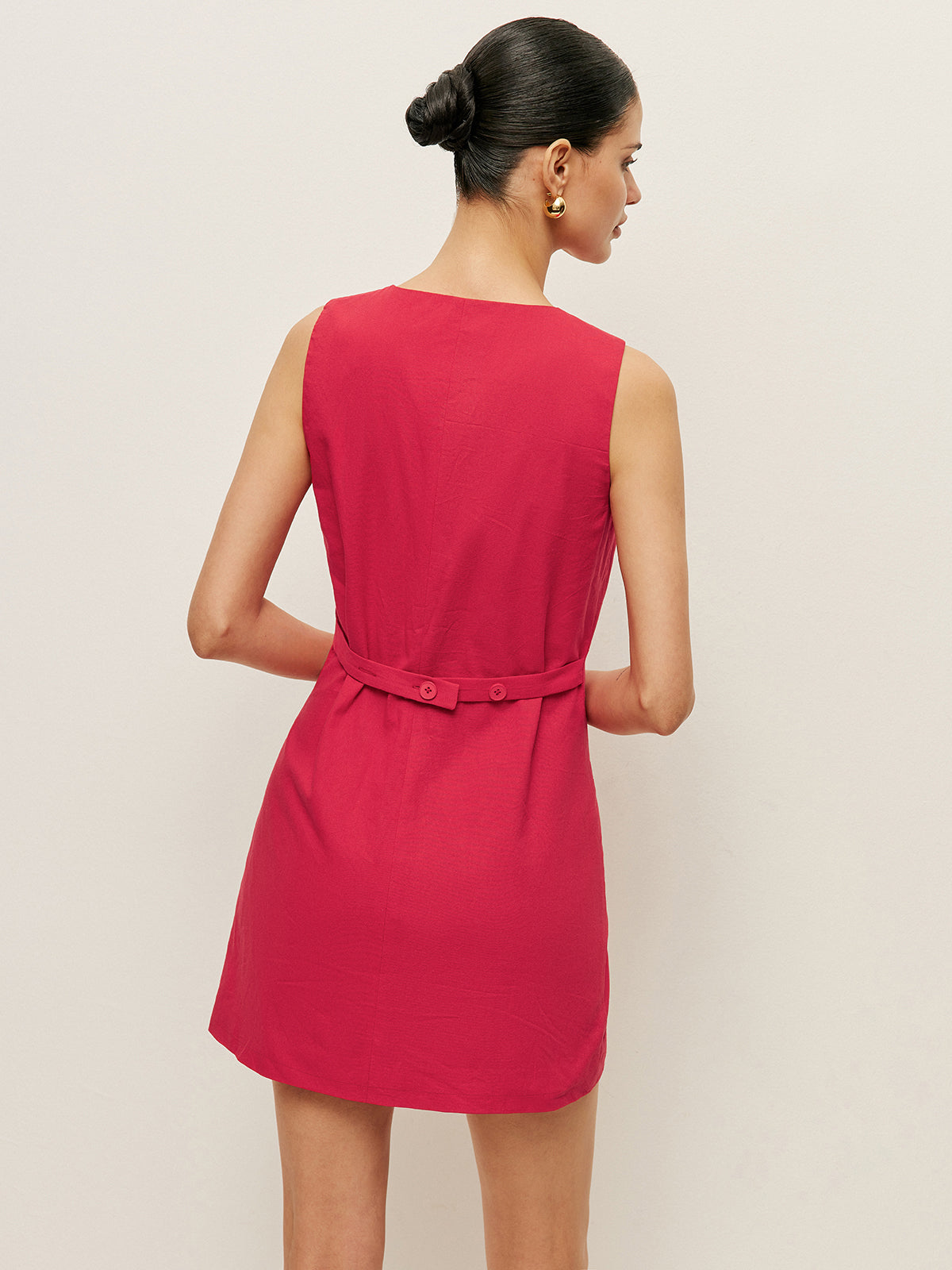 Pamuklu Düğmeli Cepli Elbise