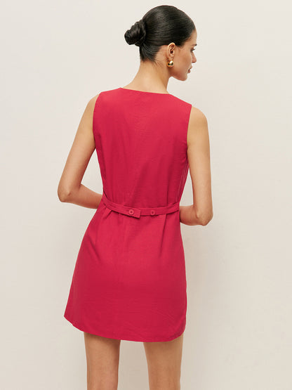 Pamuklu Düğmeli Cepli Elbise