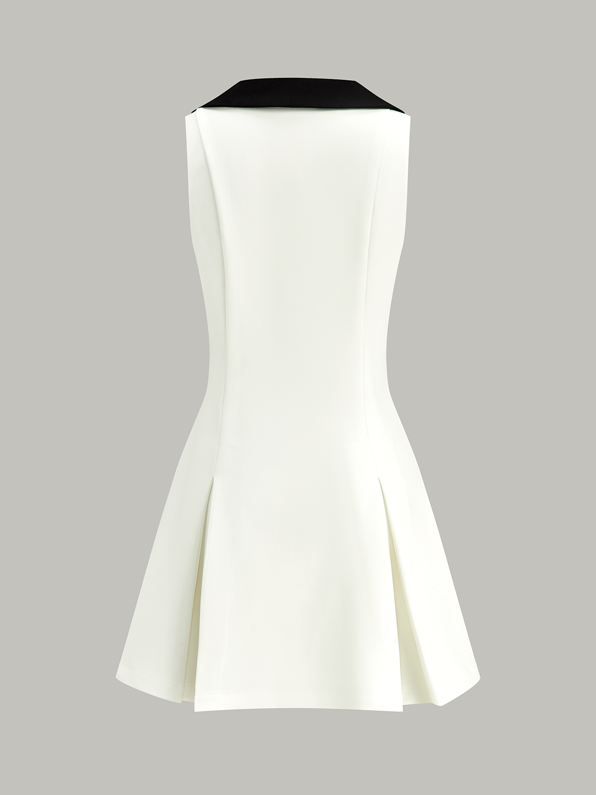 Altın Düğmeli Renk Bloklu Midi Elbise