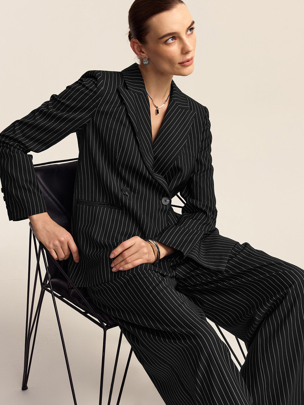 Çizgili Kruvaze Blazer