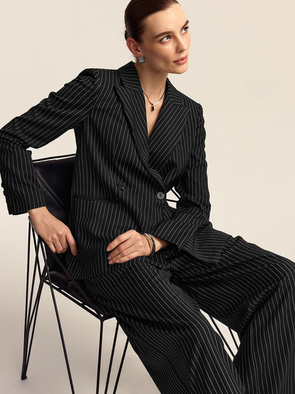 Çizgili Kruvaze Blazer