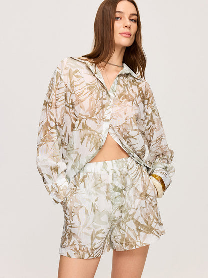 Yaprak Baskılı Şort Takımı