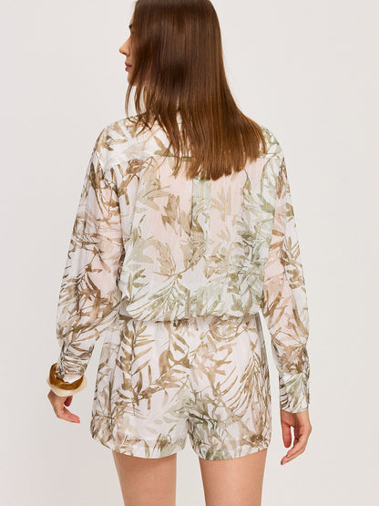 Yaprak Baskılı Şort Takımı