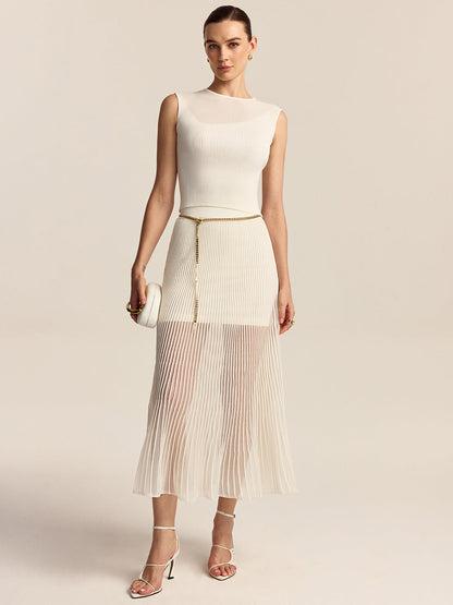 Kabartmalı Örgü Kolsuz Üst