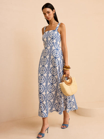 Boho Baskılı Uzun Elbise