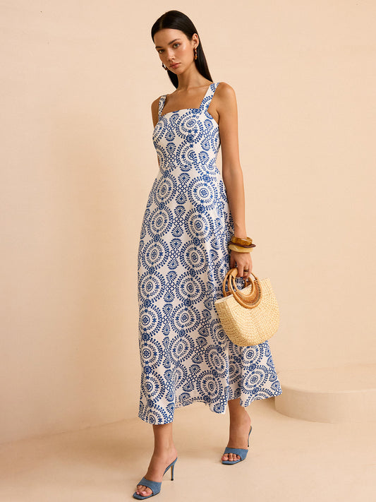 Boho Baskılı Uzun Elbise