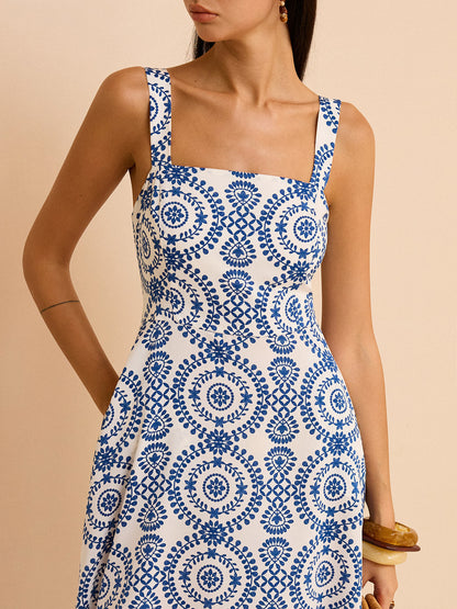 Boho Baskılı Uzun Elbise