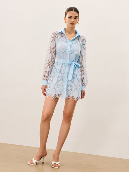 2'si 1 Arada Şeffaf Dantel Mini Elbise