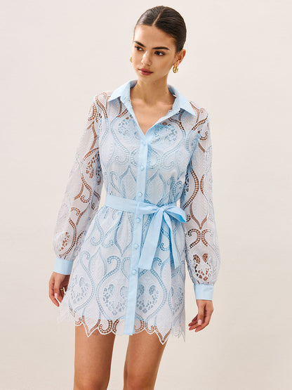 2'si 1 Arada Şeffaf Dantel Mini Elbise