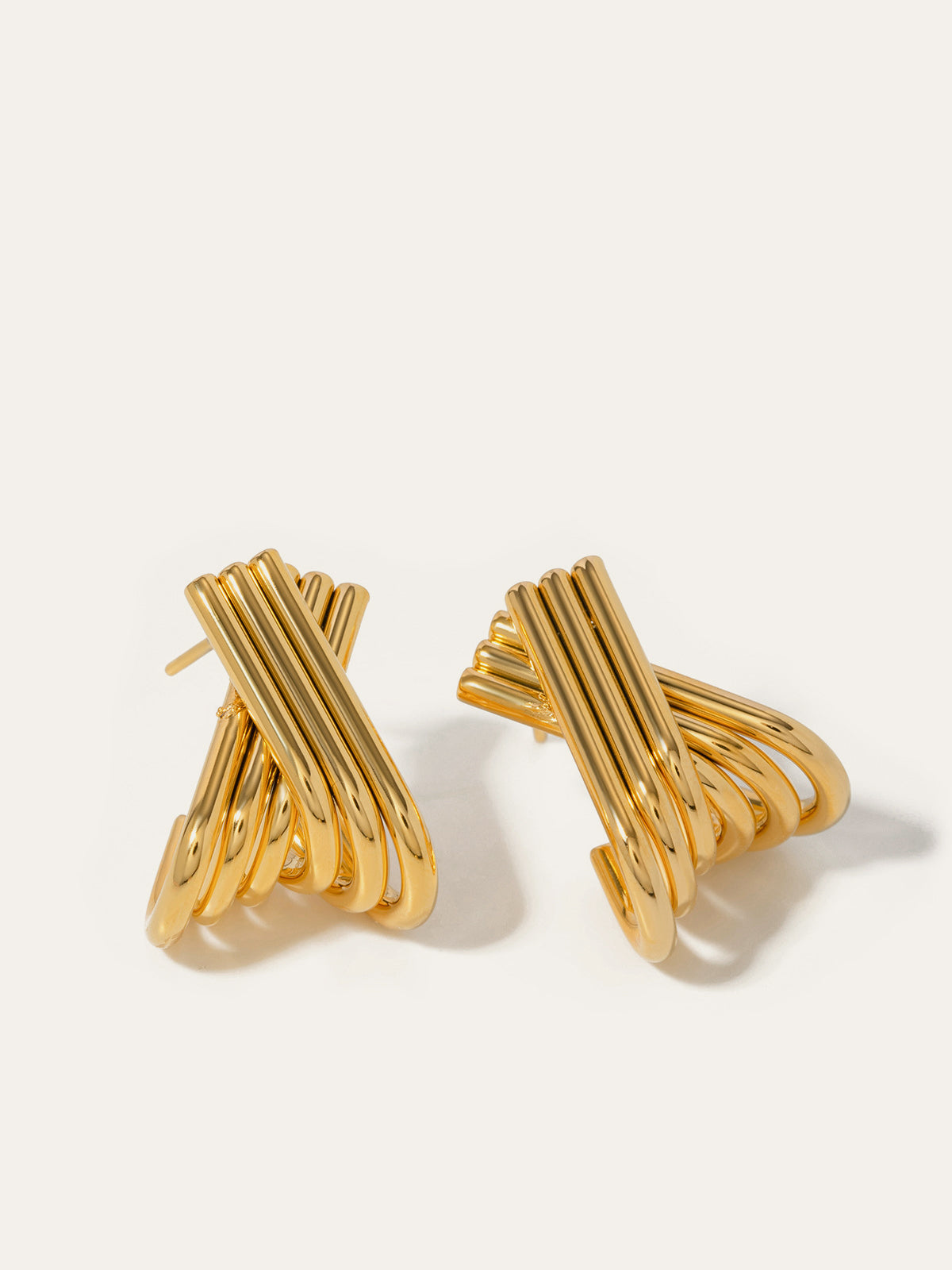 Altın Kaplama Çapraz Halka Küpeler