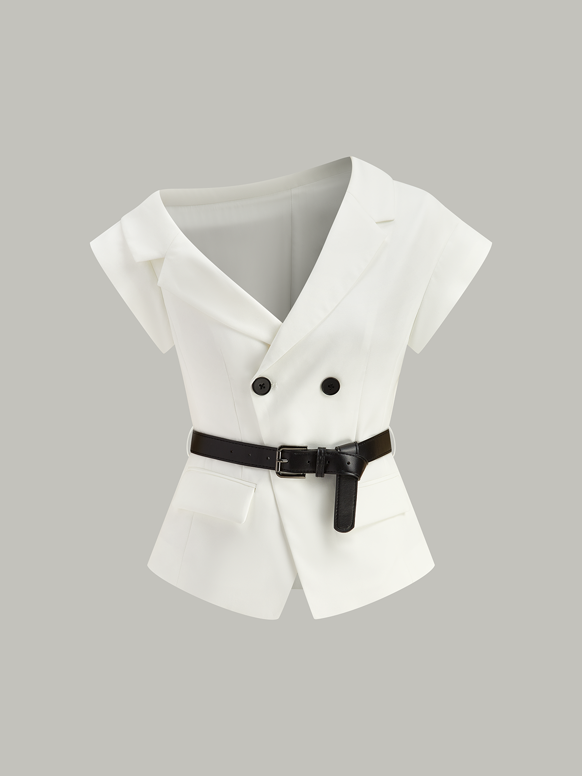 Asimetrik Kemerli Blazer Üst