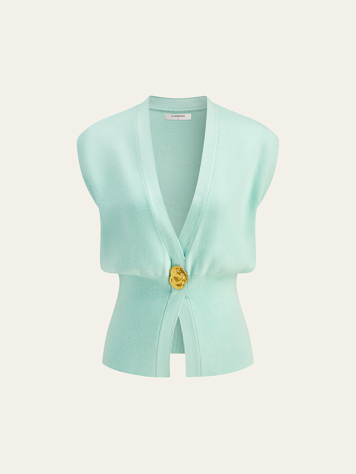 V Yaka Düğmeli Detaylı Kazak Yelek