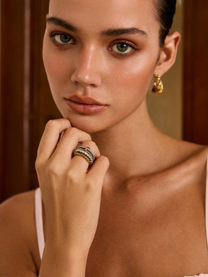 Kilitli Tam Set Kübik Zirkonya Yüzükler