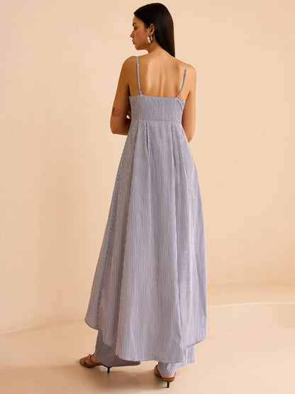 Çizgili Uzun Atlet Üst ve Geniş Paça Pantolon Takımı