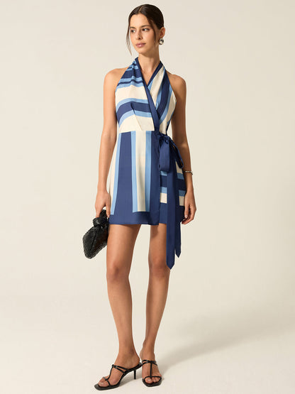 Çizgili Askılı Mini Elbise