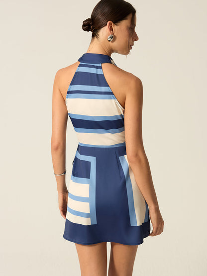 Çizgili Askılı Mini Elbise