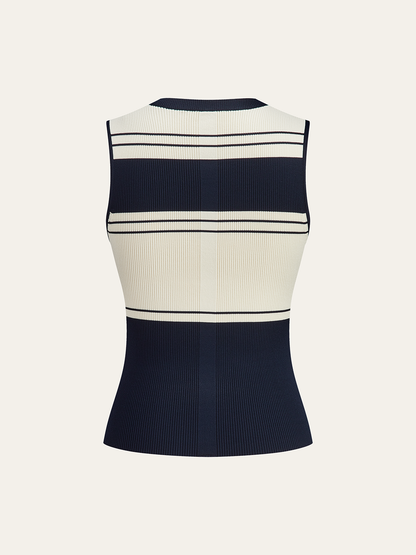 Kontrast Renkli Çizgili Örgü Üst