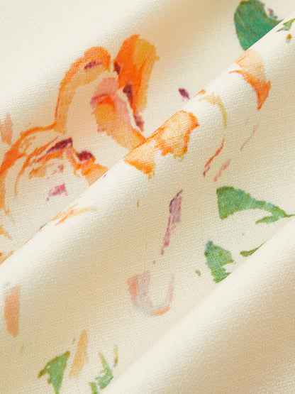 Çiçek Desenli Bağcıklı Sırtlı Kolsuz Elbise