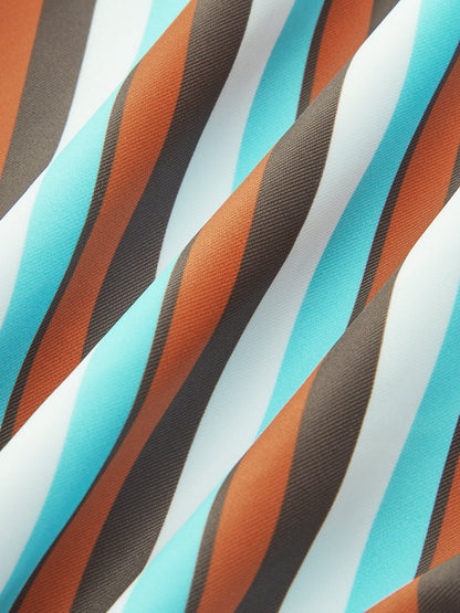 Asimetrik Çizgili Kemerli Tek Parça Mayo