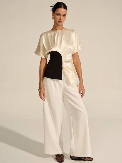 Asimetrik Renk Bloklu Üst