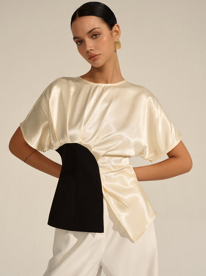 Asimetrik Renk Bloklu Üst