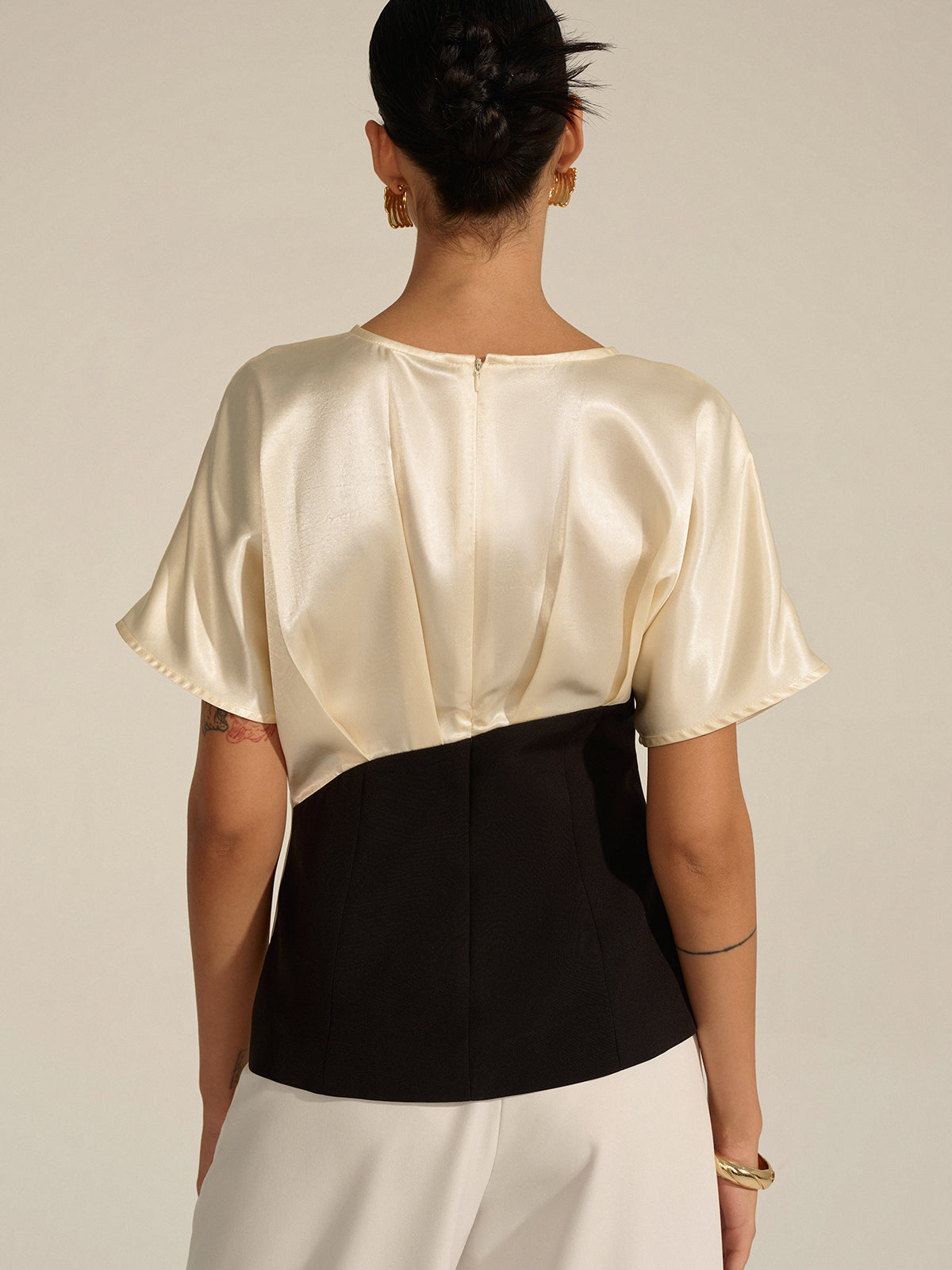 Asimetrik Renk Bloklu Üst