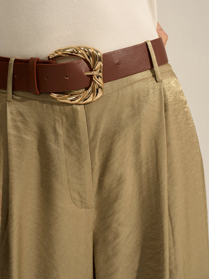 Kemerli Geniş Paça Pantolon