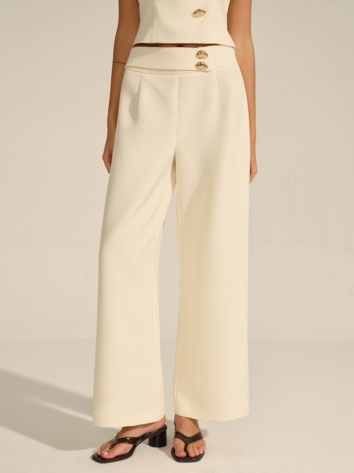 Metal Dekor Orta Bel Pantolon