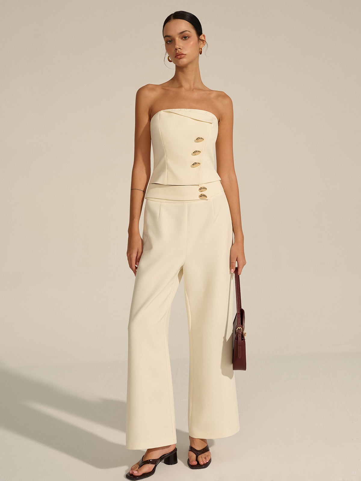 Metal Dekor Orta Bel Pantolon