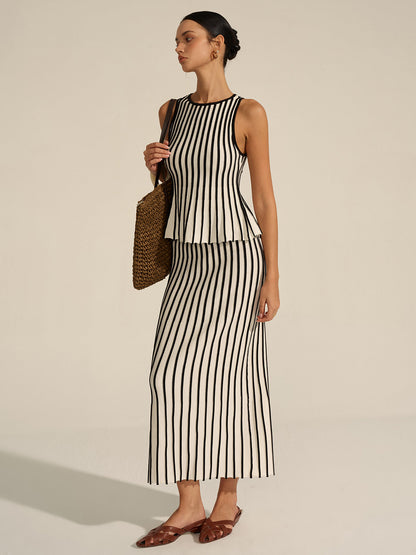 Çizgili Örgü Eşofman Takımı