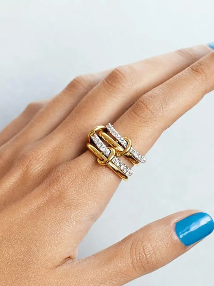 Kilitli Tam Set Kübik Zirkonya Yüzükler