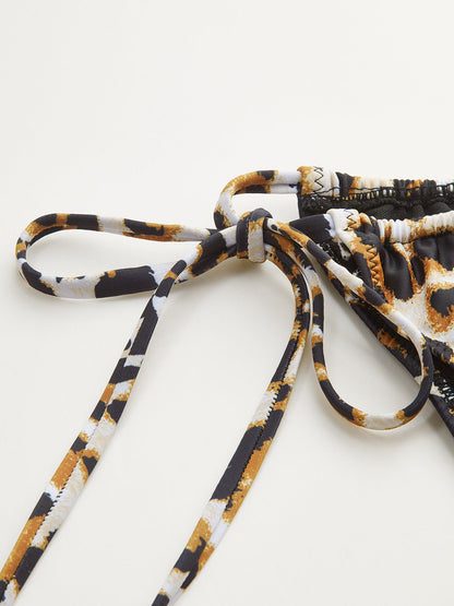 Leopar Desenli Bağcıklı Bikini Altı