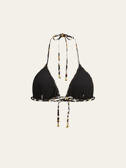 Leopar Desenli Üçgen Bikini Üstü (Arkadan Bağlamalı)