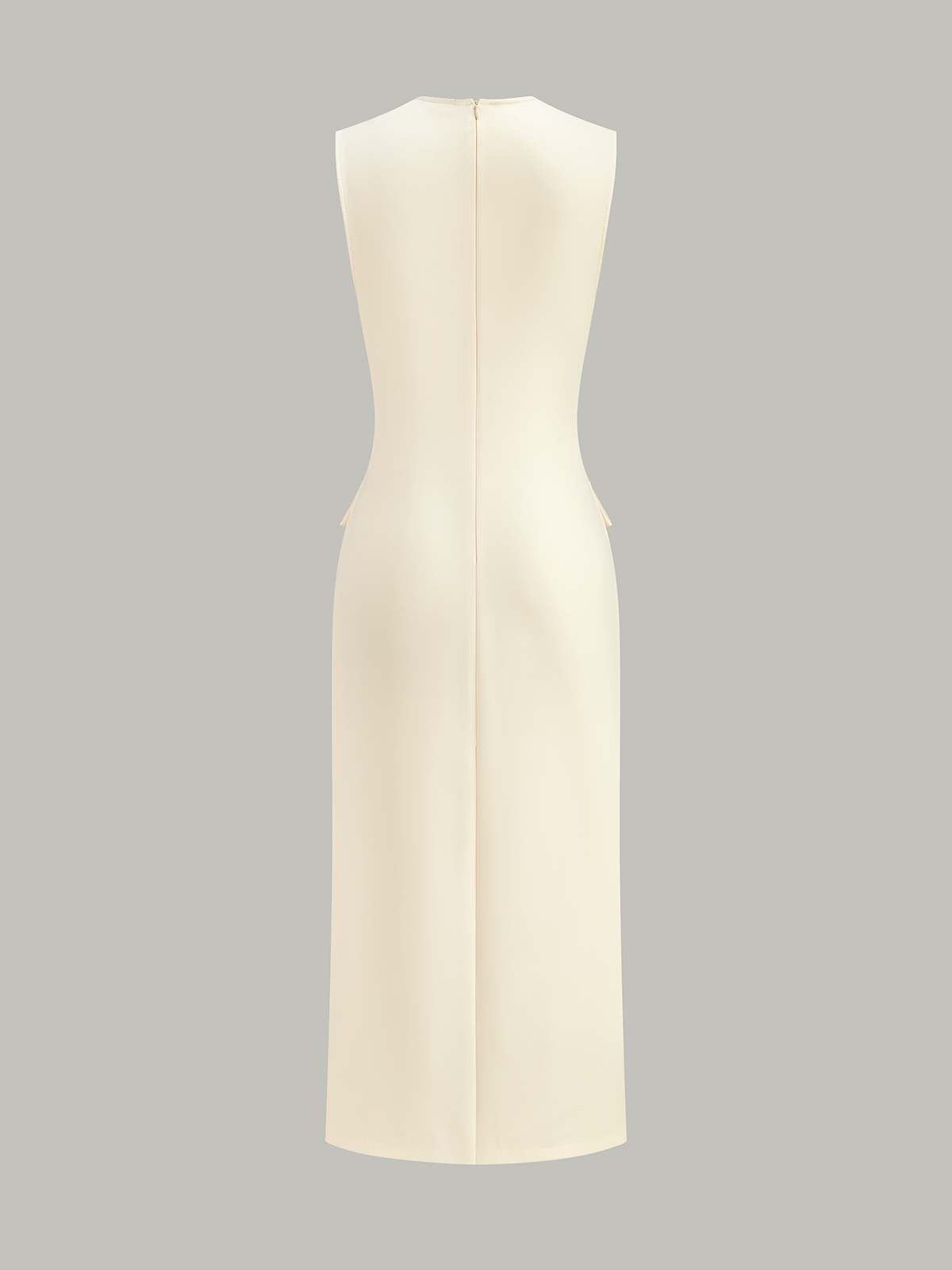 Önü Düğmeli Kemerli Uzun Elbise