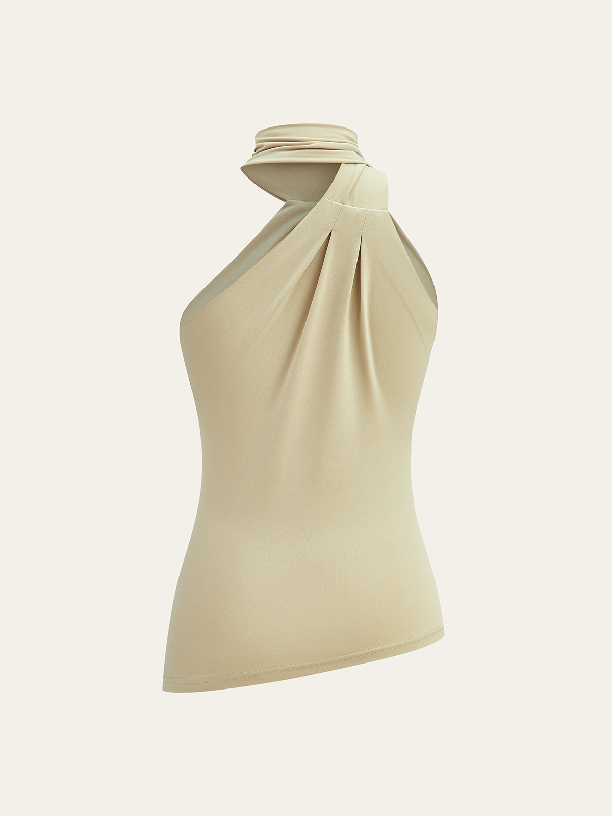 Asimetrik Halter Yaka Büzgülü Üst