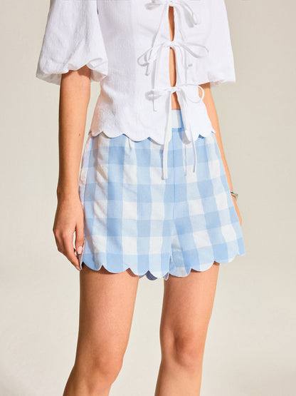 Gingham Taraklı Paça Şort