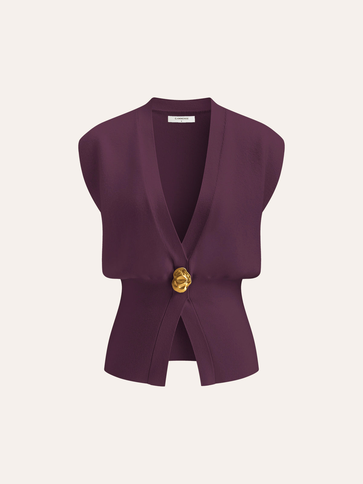 V Yaka Düğmeli Detaylı Kazak Yelek