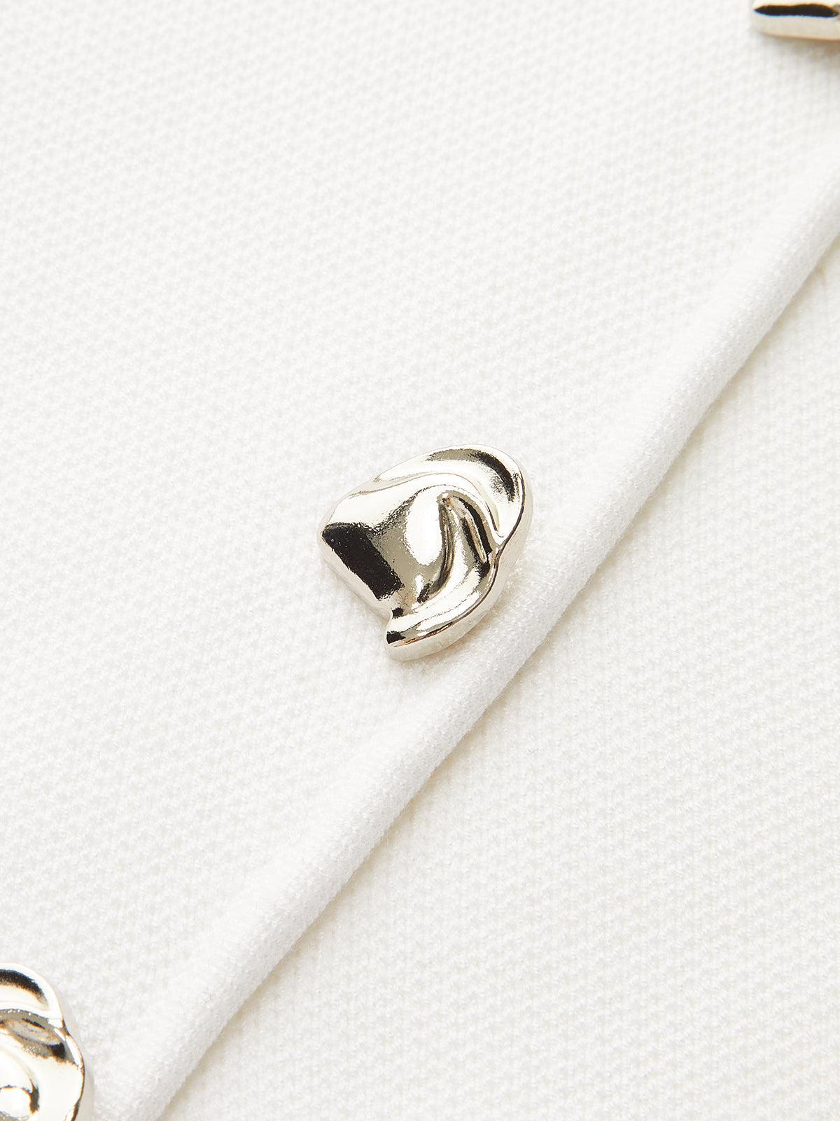 Metal Dekorlu Kolsuz Yırtmaçlı Mini Elbise