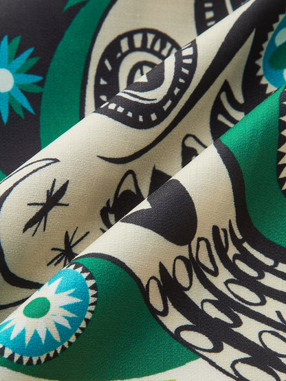 Grafik Baskılı Crop Top ve Geniş Paça Pantolon Takımı